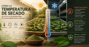 Lee más sobre el artículo Cómo la temperatura de secado afecta la degradación de alcaloides en el kratom